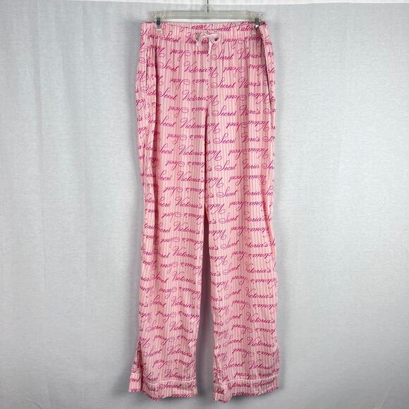 Victoria's Secret Pajama Matching Set Heritage Cotton Striped Pink Logo Coquette - Picture 5 of 9